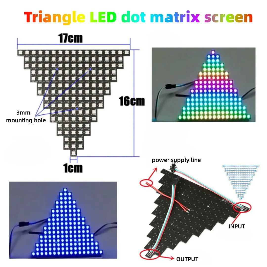 Modułu LED ekran matrycowy z trójkątnym ekranem WS2812B cyfrowa elastyczna, indywidualnie adresowalna kontrola Panel oświetleniowy Sp801e