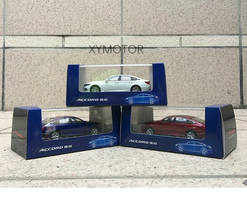 Diecast Model Car Toys for Kids, 1/43, Metal, Plástico, Borracha, Azul, Vermelho, Branco, Honda Accord 10th, Presentes