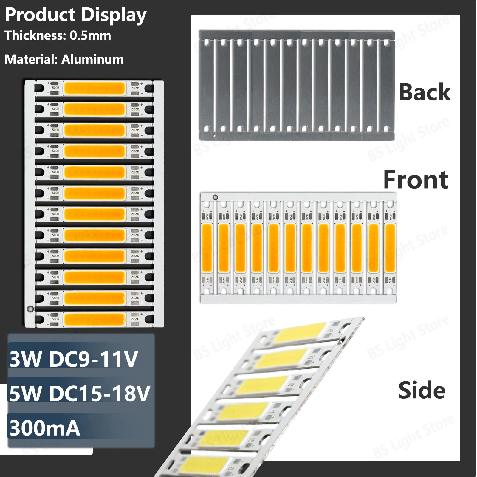 12Pcs Led cob chip DC9-11V DC15-18V COB LED Bulb 5w Strip Panel Module Chip Diode Bar Round Shape Lamp for DIY Lighting Fixture