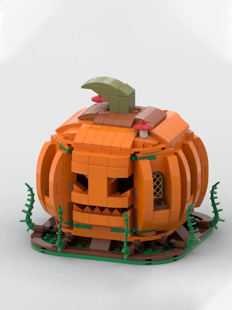 533-Piece MOC Halloween Jack-o’-Lantern Building Block Set | Pumpkin Monster Pendant | Creative Bricks Toys | Ideal Christmas Gi