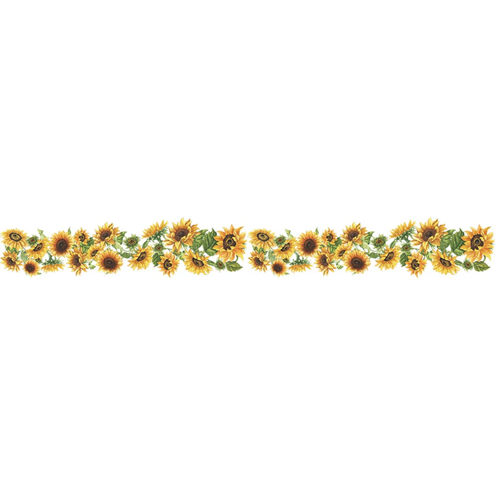 Sunflower Edge Line Wall Sticker Reliable Replacement 1 Set 5.5*44.8inch For Home Removable With Transfer Belt