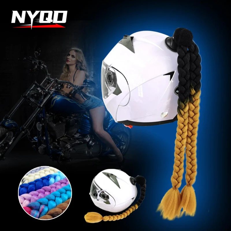 

2pcs/pair New Motorcycle Helmet Braids Wig Loose Wig Braid Motorbike Helmet Decoration Dirty Punk Ponytail For Christmas Gift