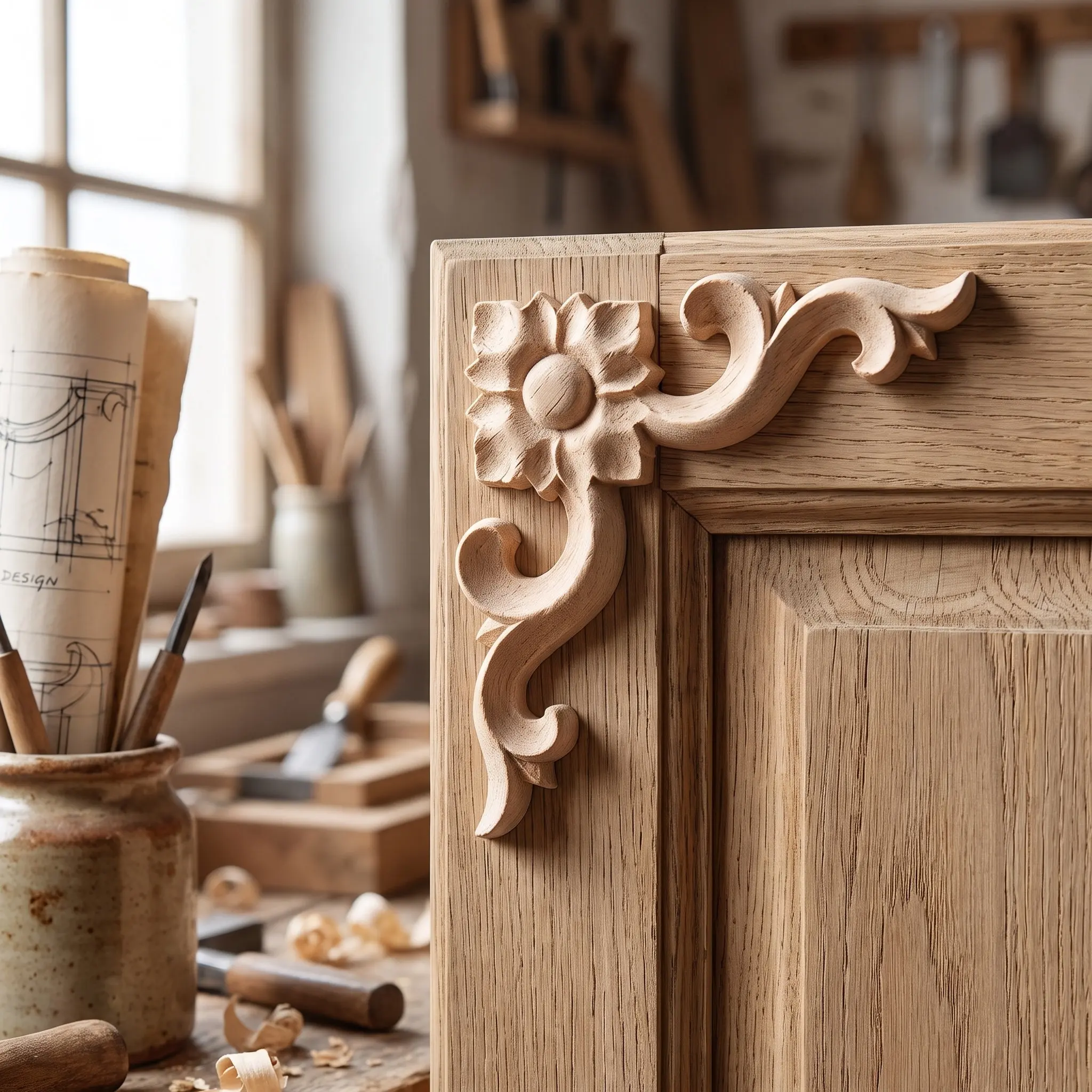 8Pcs Unpainted Wood Carved Furniture Onlay Corner Applique DIY Cabinet Wardrobe Bed Frame Decor European Style Wall Carving