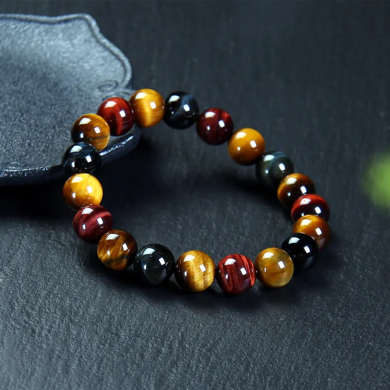 Natural Tiger's Eye Stone Bracelet Multi-color Wood-changed