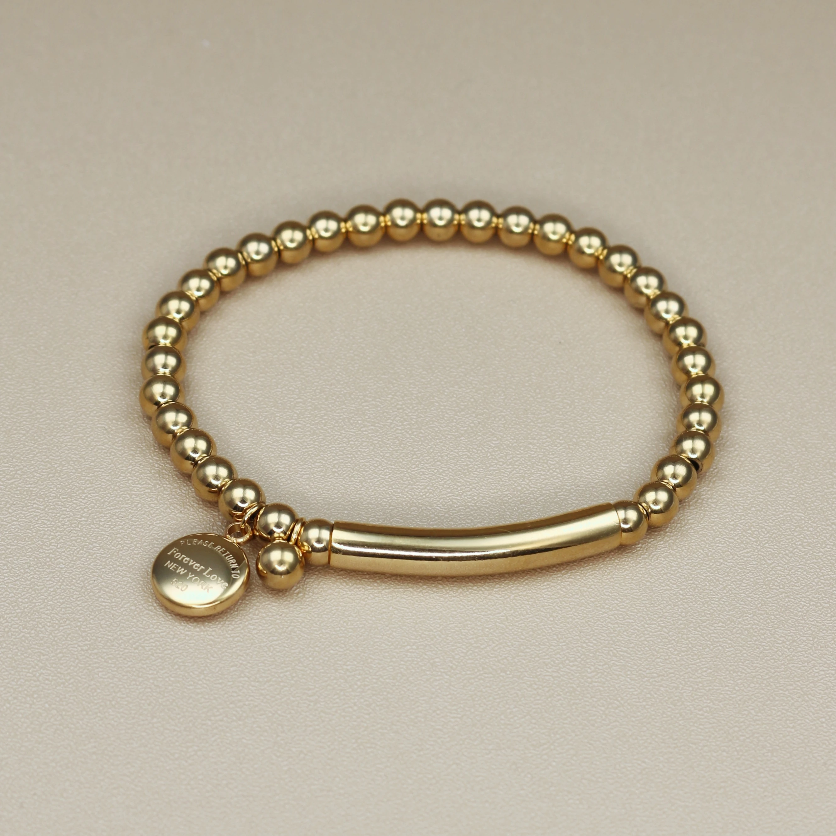Bead Bracelet Hang Carve Forever Love Round Bean Woman Bracelet Stainless Steel Top Quality Fashion Brand Jewelry Drop Shipping