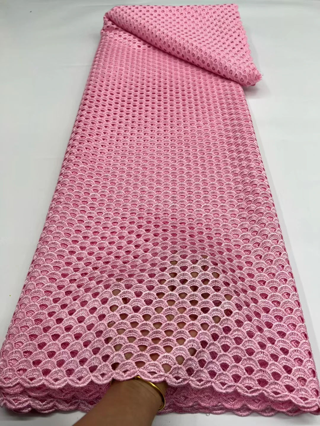 

LRFG71 Baby pink!Factory price African water soluble lace fabric,nice looking embroidered guipure cord lace for fashion dress