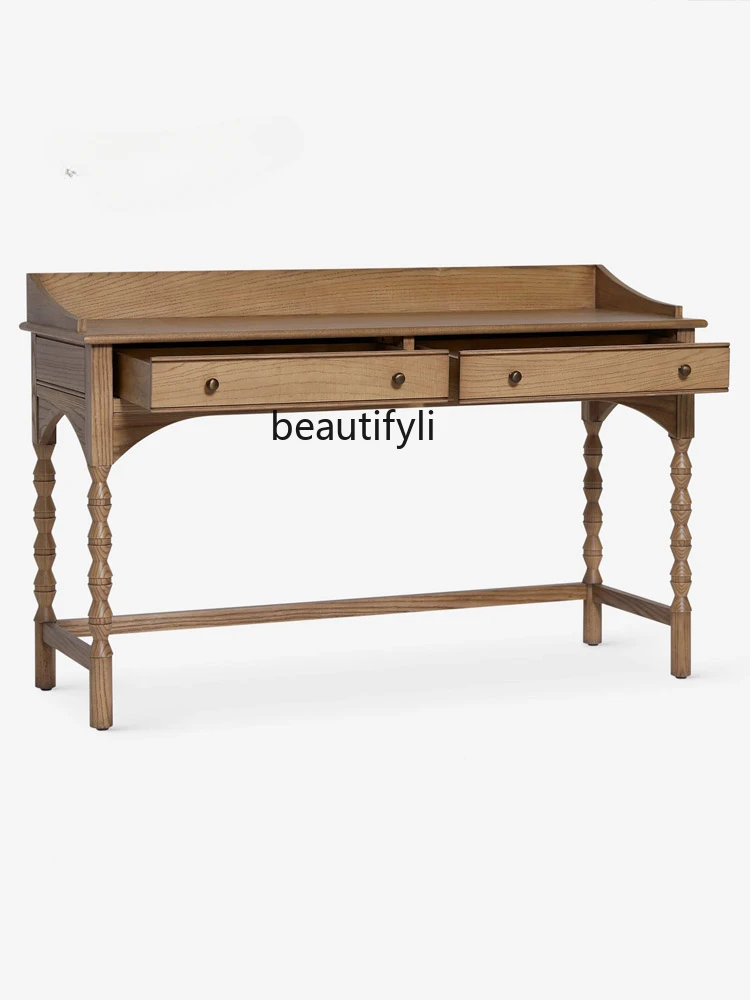 

French dressing table makeup table retro desk solid wood country moose dressing table bedroom