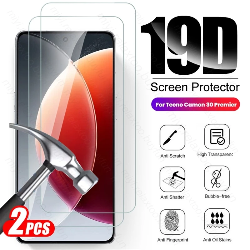 2PCS HD Tempered Glass For Tecno Camon 30 Premier 5G 9H Premium Screen Protector On Camon30 4G Camon30pro 2024 Protective Glass