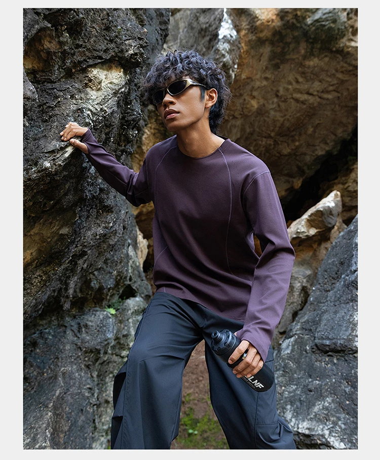 Herren Performance-T-Shirt mit Rundhalsausschnitt und langen Ärmeln – UPF50+ Sonnenschutz, 7A antibakteriell & schnelltrocknend für Sport- und Outdoor-Aktivitäten – Detail 17