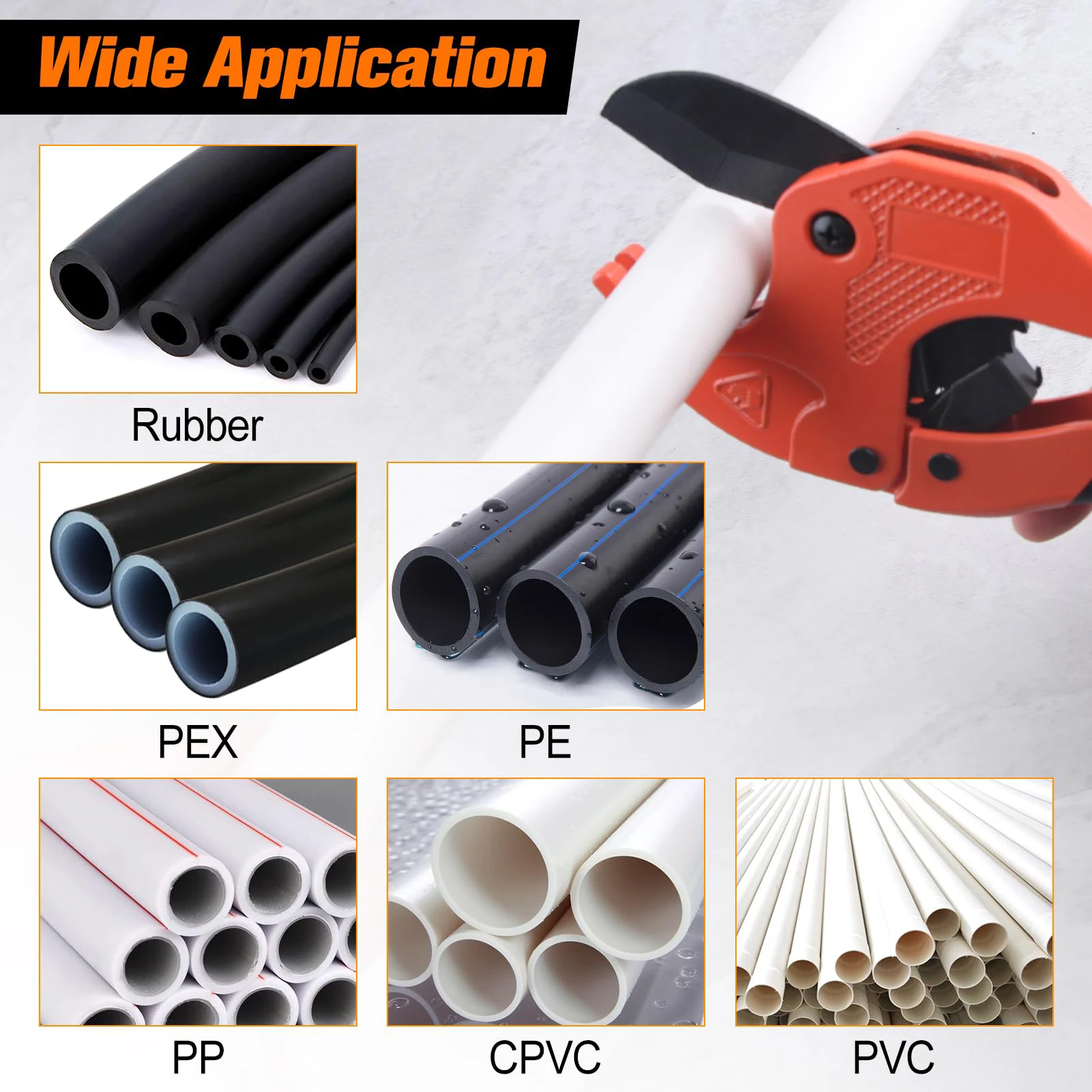 Cortadores de tubos de PVC con mango antideslizante, tijeras de tubo PPR de aleación de aluminio de 42mm, cortador de cuchillas importadas para herramienta de corte de tubos de PVC