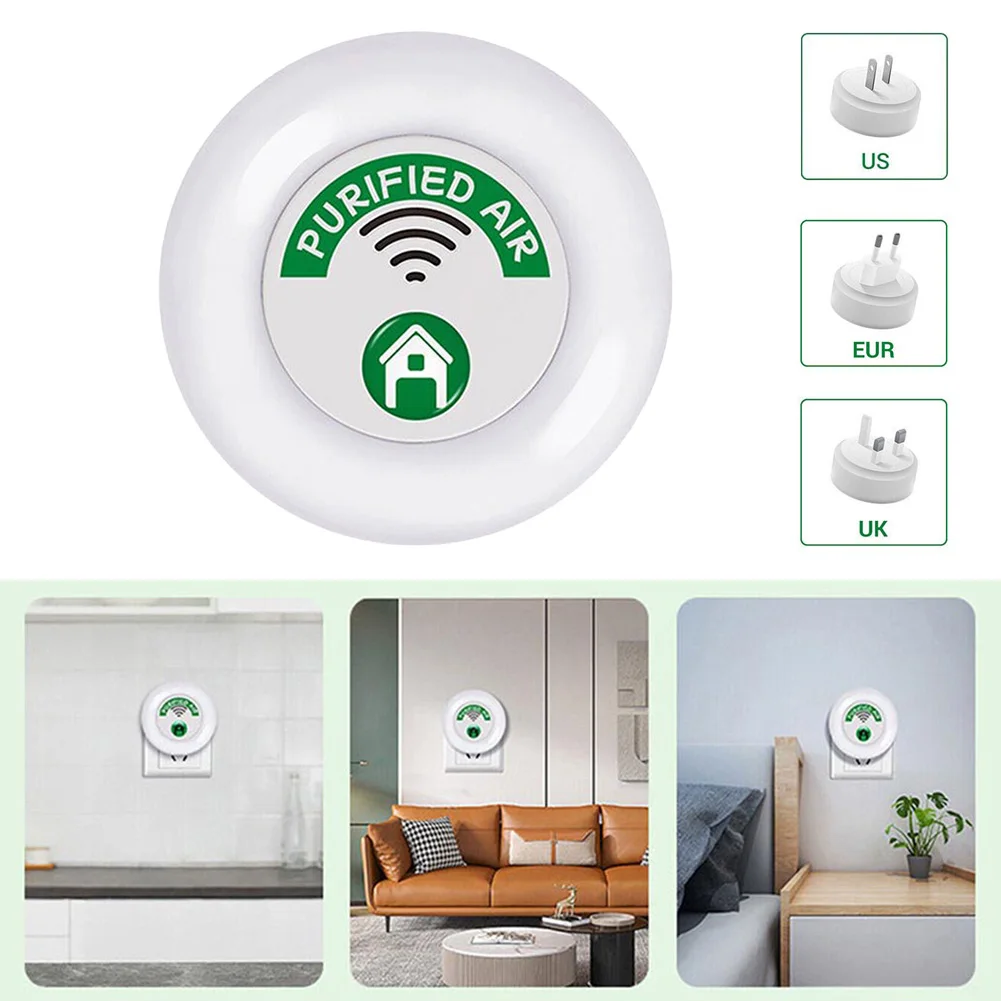 Pembersih Udara Pembersih Udara Segar untuk Dapur Ruang Belajar 1 Buah 60X60X62Mm 90V-250V ABS Ion Negatif Kamar Mandi Putih