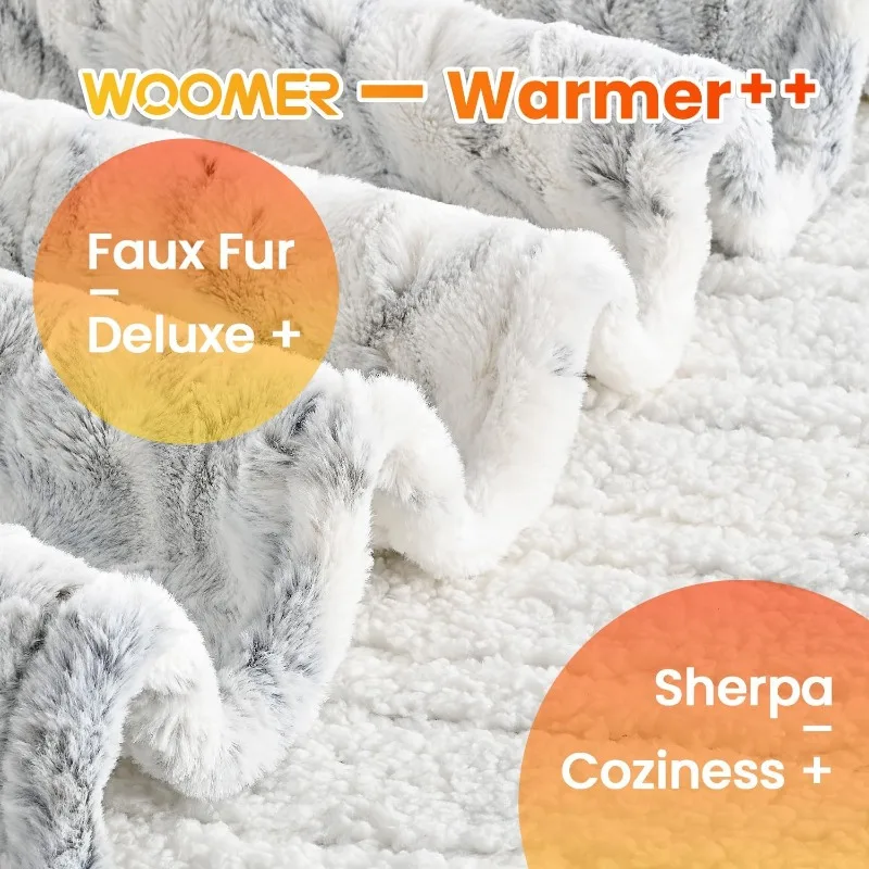 Super Comfortable Faux Fur Fast Heating, 4 Heat Levels and 4 Hours Automatic Closing, Machine Washable, Overheat Protection