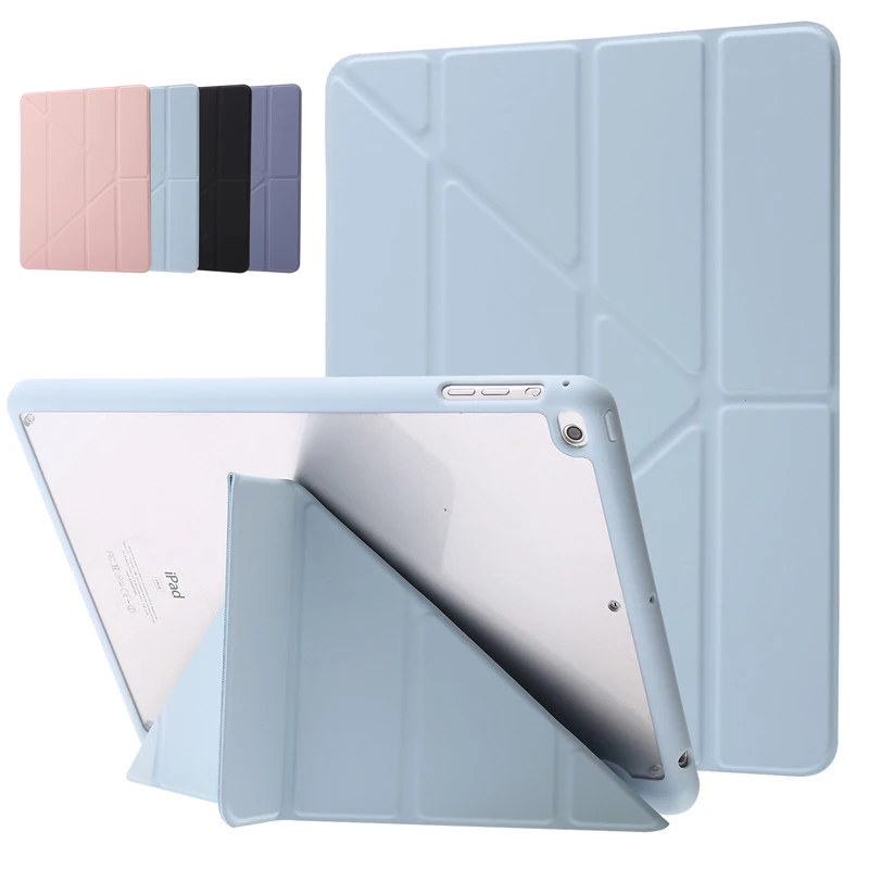 For iPad 6th 7th 8th 9th Gen Case With Pencil Holder PU Leather Acrylic Back Smart Case For iPad 9.7 10.2 iPad 5 6 7 8 9 Air 1 2