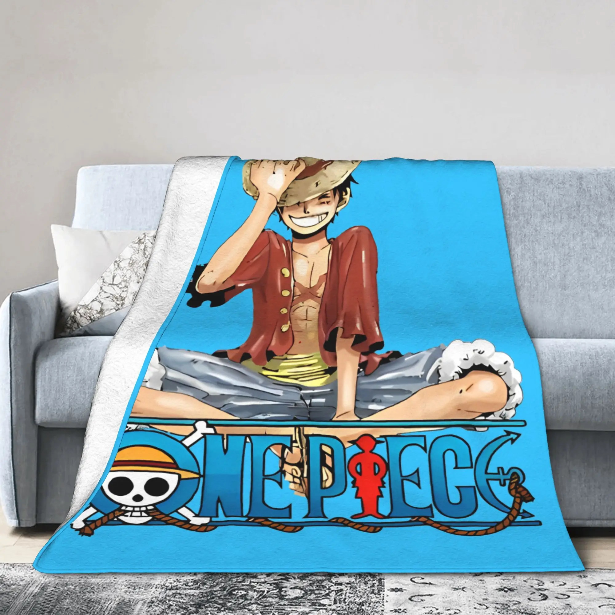 

Одеяло с логотипом Monkey D Luffy One, флисовое супермягкое одеяло для постельного белья, дивана, одеяло для спальни