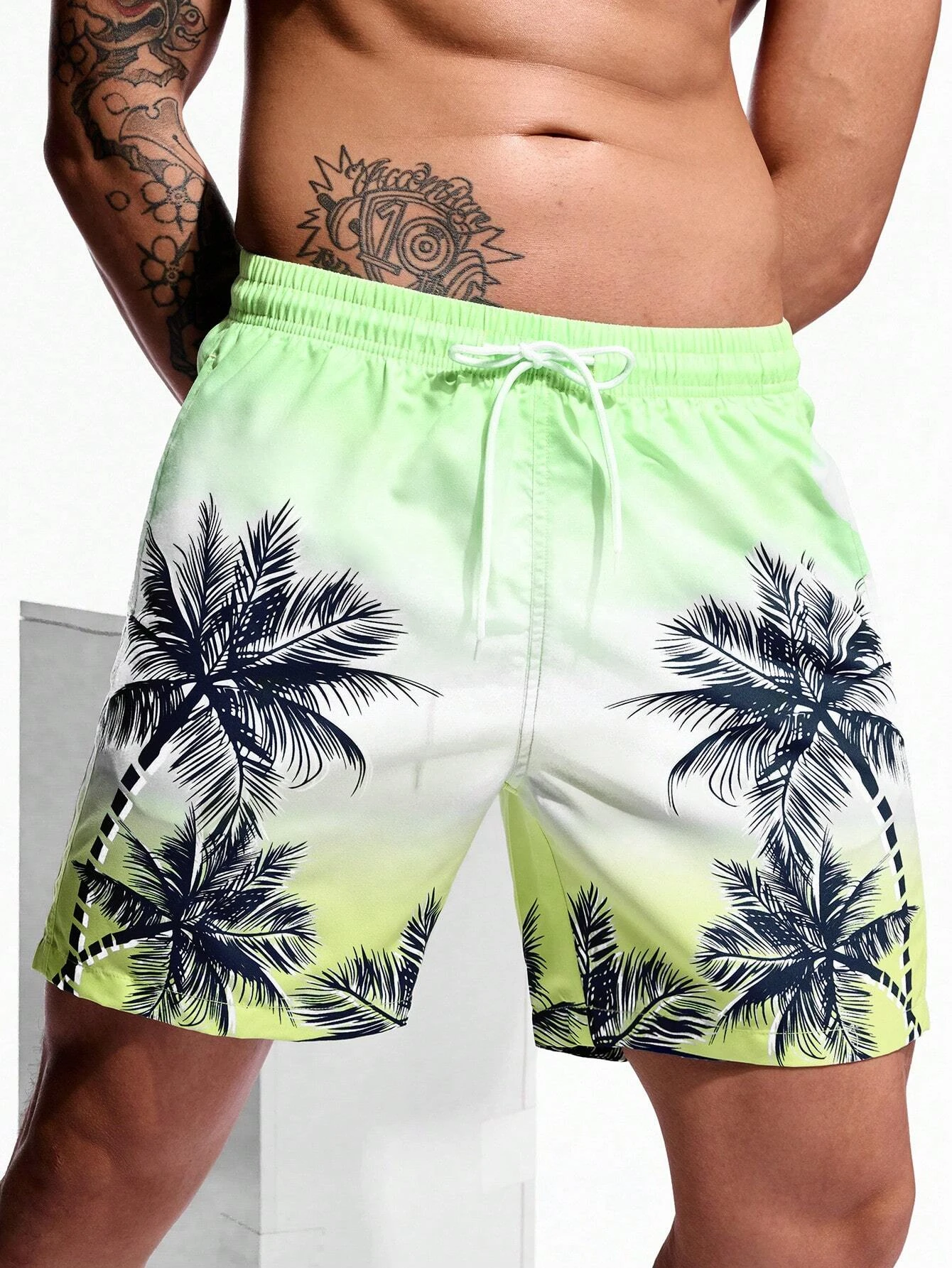 Palm Tree Tropical Men\'s Resort 3D Printed Board Shorts Swim Trunks Pocket Comfort Breathable Short Hawaiian Style Holiday Beach