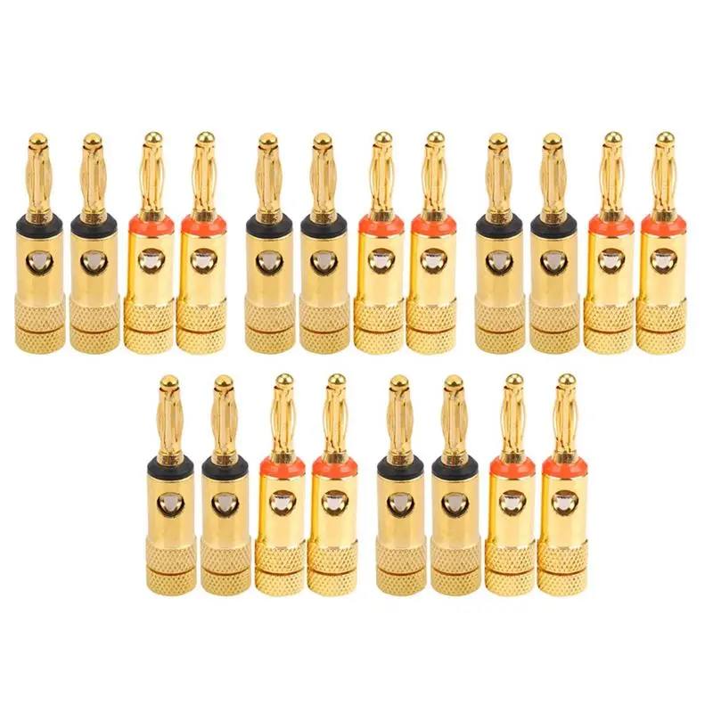 B29C-Gold Plated Banana Plugs 10 Red 10 Black 4Mm 20 Pcs LL68-4BP1