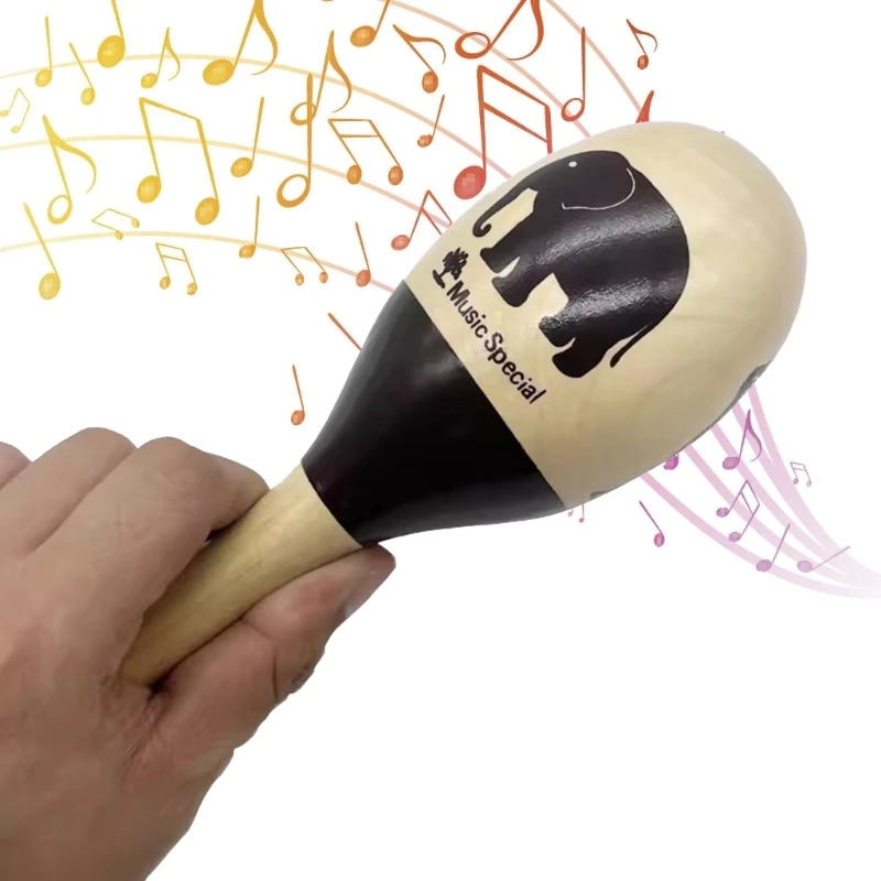 Shaker Hand Rattle Percussion Musical Instrument Maracas Percussion Toy Orff Instruments Solid Hardwood Sand Hammer