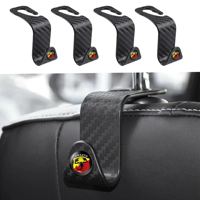 

4Pack Hooks for Bags Car Clips Front Seat Headrest Organizer For Abarth Stilo Ducato Palio 124 125 Competizione Car Accessory