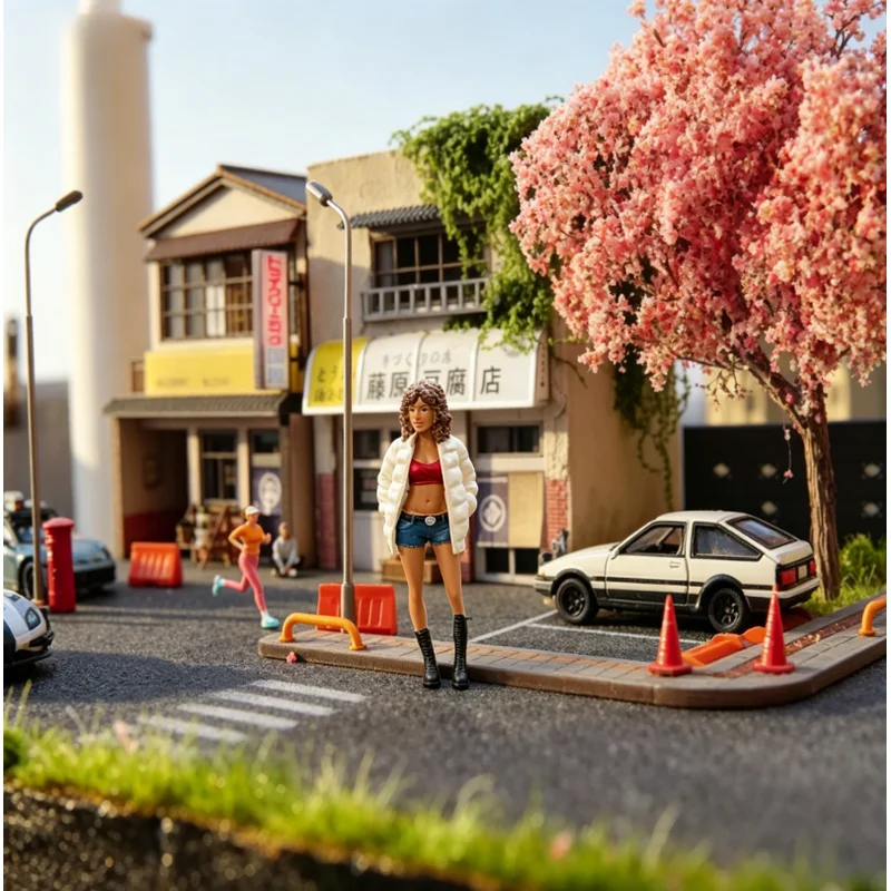 

1:18 Scale 1pcs Scene Accessory Beauty Woman Girl With Long Curly Hair Shorts black knee-high boots Figure Model Display Toy