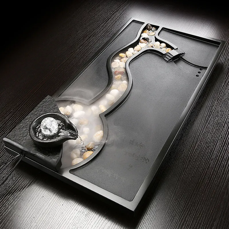 

Прямоугольный поднос для чая с дренажем для гостиной, церемоний, приемов, сервировки, офиса, домашнего декора