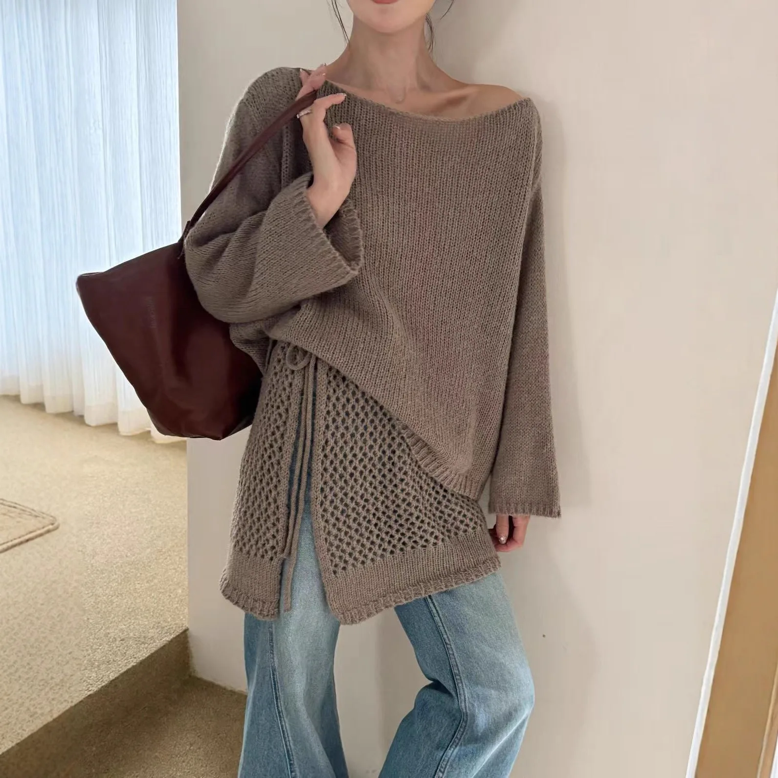 

2025 Autumn New Korean Fashionable Versatile Slimming Knit Sweater+ Lace Up Skirt Two-piece Set