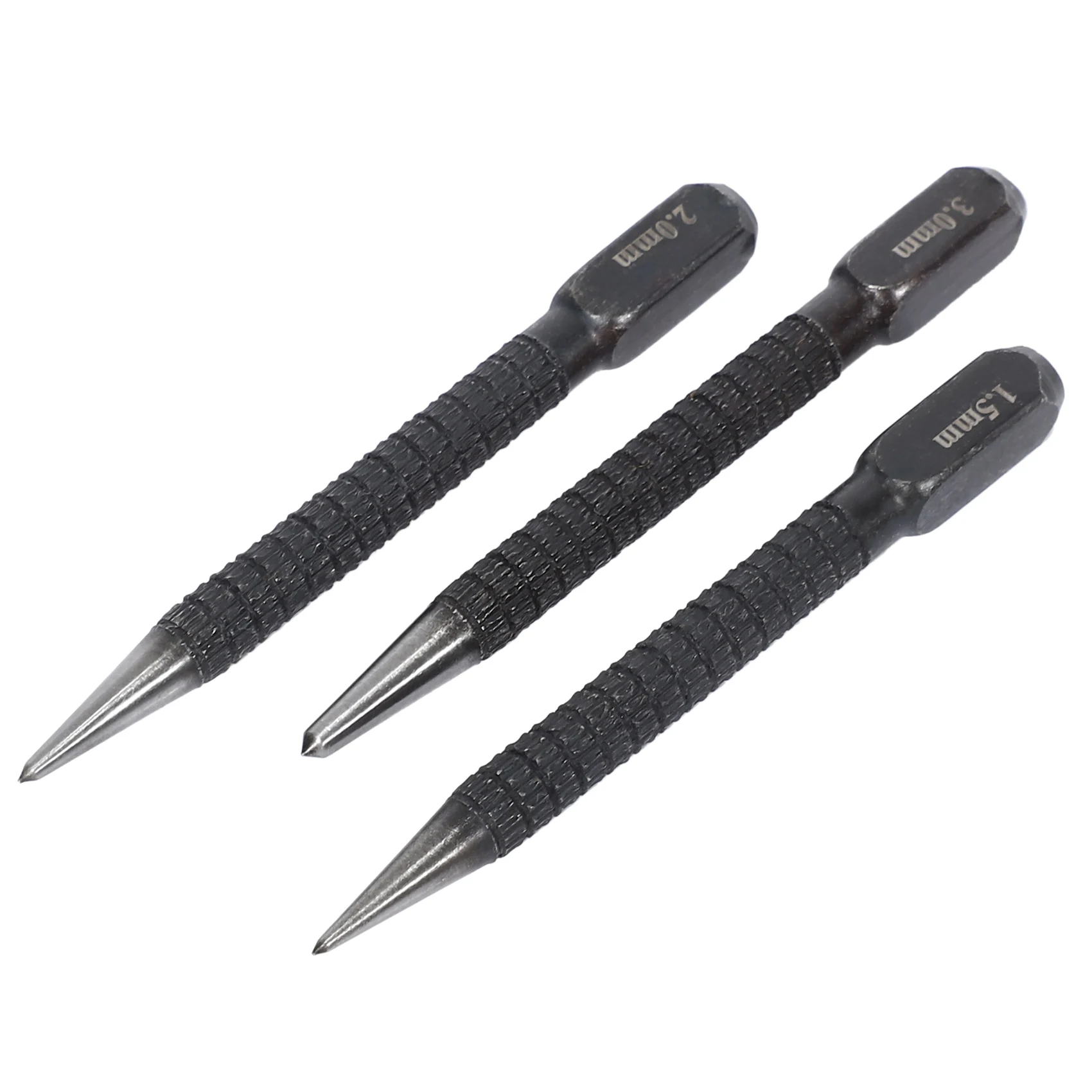 High-Carbon Steel Center Punch Set, antiderrapante centro soco, liga de aço Metal madeira marcação, ferramenta de perfuração, 10cm, 3pcs