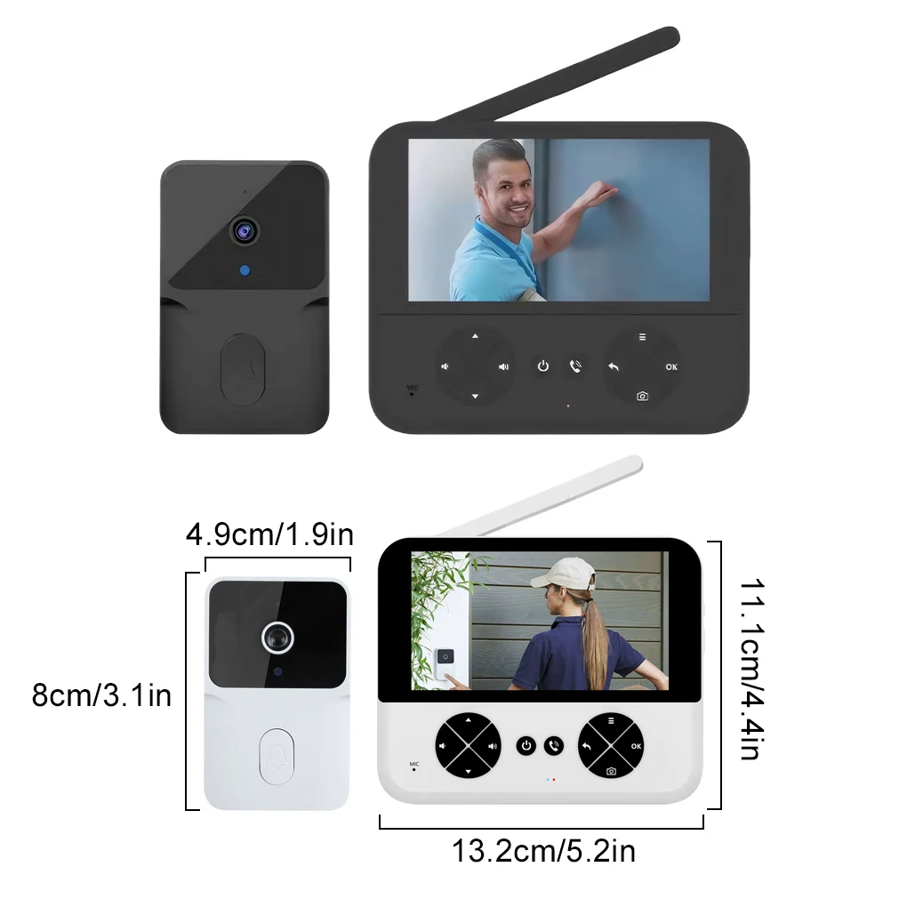 4.3 "interphone vidéo sonnette sans fil extérieure sonnette vidéo pour maison intelligente avec caméra de surveillance visuelle à vision nocturne infrarouge   ﻿