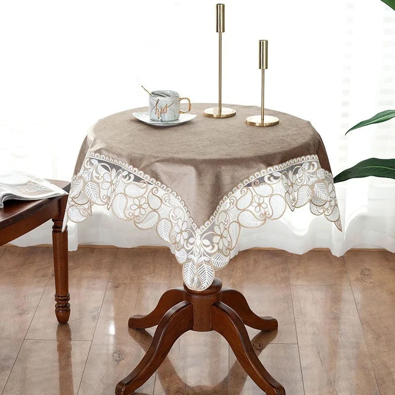 New Table Cloth Lace Cloth Art Golden Velvet High-end Light Luxury Rectangular Household Table Cloth Tea Table Table Flag Table