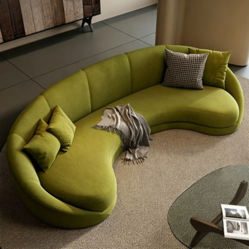 Semicircular curved sofa size apartment living room cream wind fabric designer special-shaped sofa