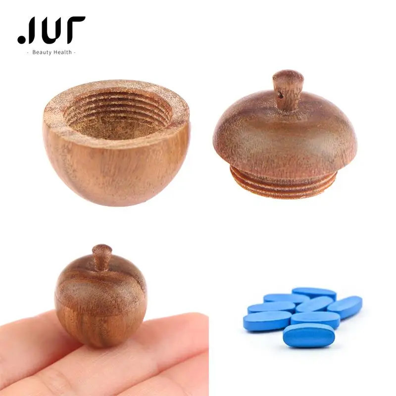 Mini Pill Box Case Solid Wood Bottle Holder Sandalwood Rescue Container Storage Box Pill Case Container Pastillero Keychain