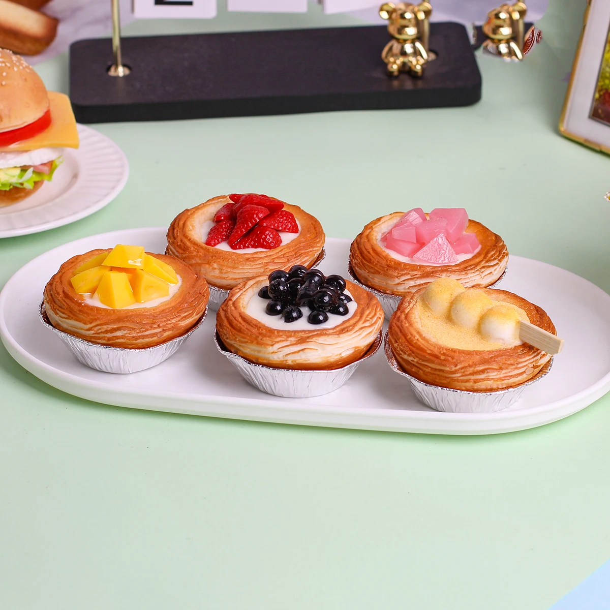1PCArtificial Egg Tart Cake Dessert Wedding Party Decoration Cake Decoration Photography Professional Food Simulation Cake Model