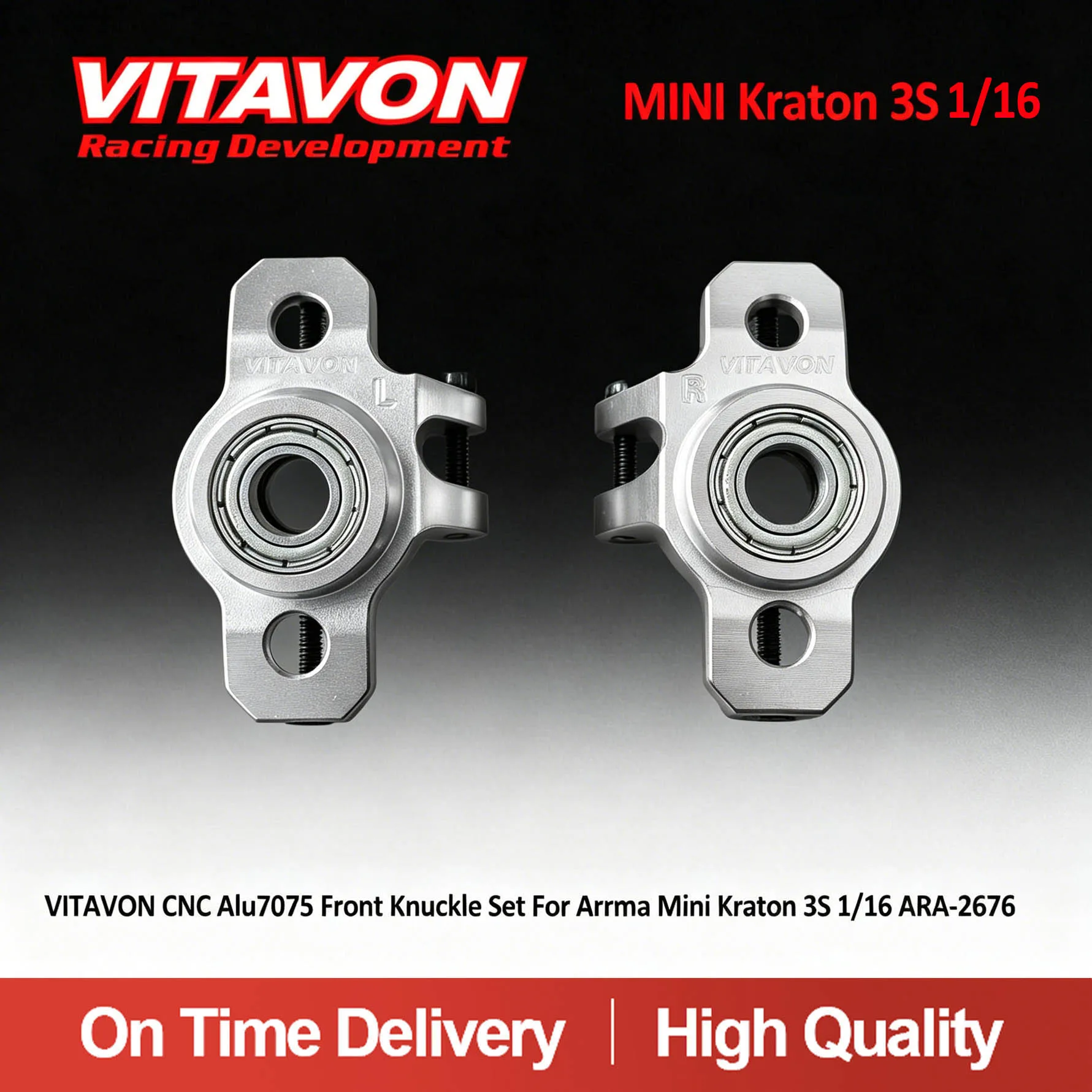 VITAVON CNC Alu7075 Front Knuckle Set For Arrma Mini Kraton 3S 1/16 ARA-2676