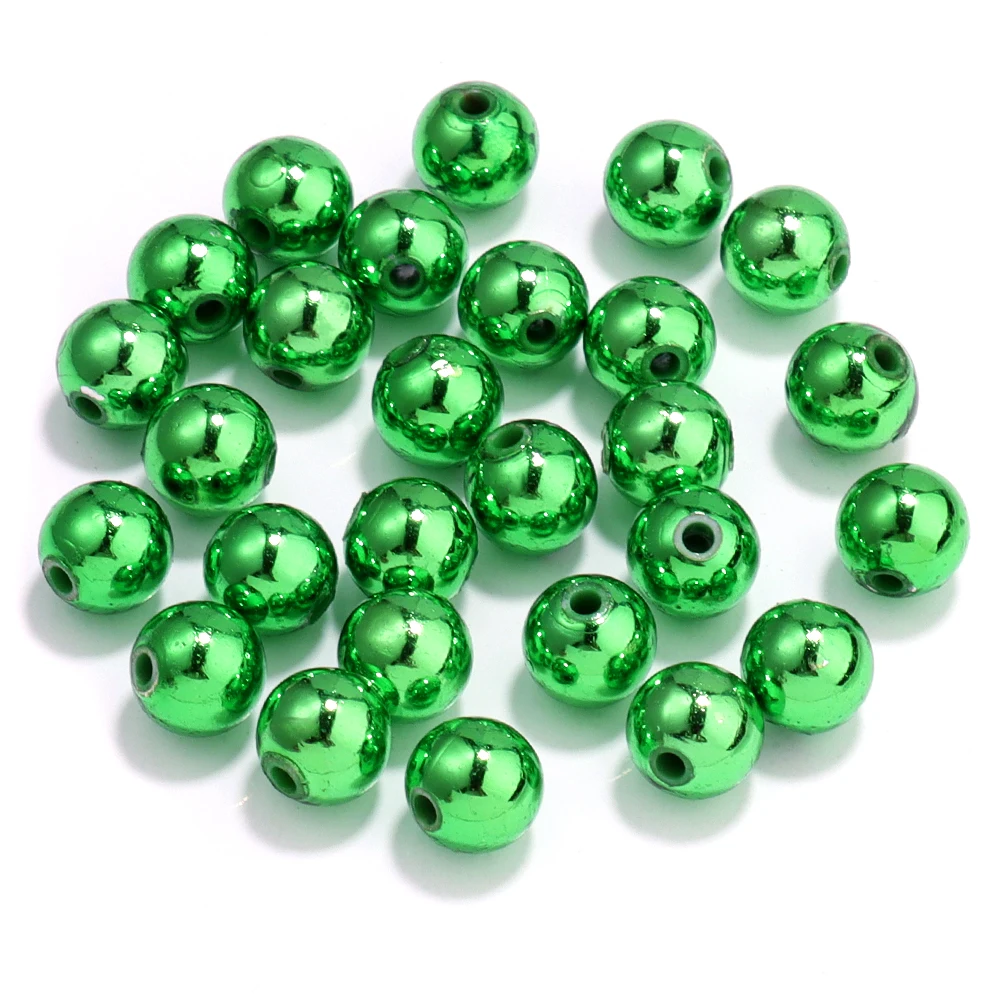 50-100 Stück/Lot 8-10mm Weihnachts-Acrylperlen für Schmuckherstellung, grün-rote Farbe, lose Abstandsperlen, DIY Armband Halskette Großhandel – Detail 6