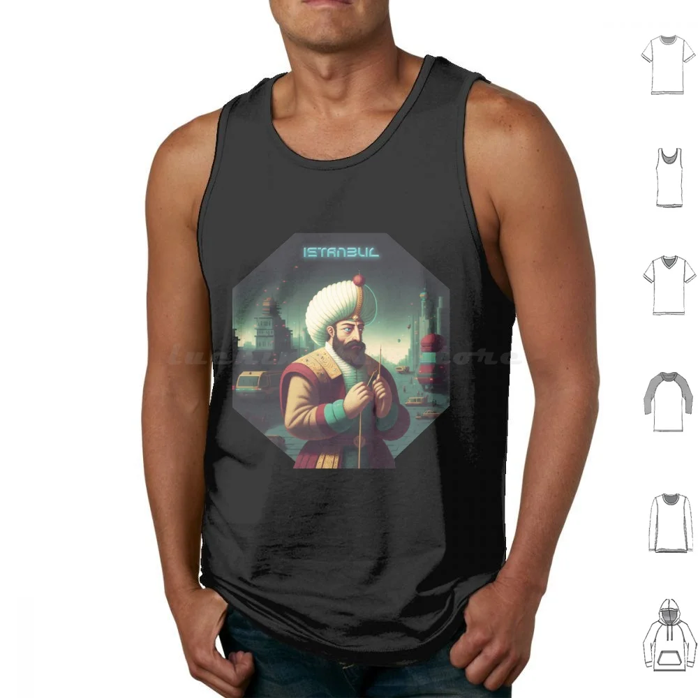 Futuristic / Istanbul Ottoman Sultan Tank Tops Print Cotton Dirilis Ertugrul Turkish Turkey Famous Medieval Swords