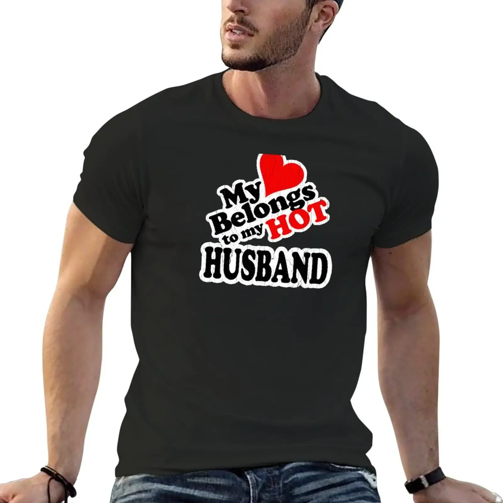 My Heart Belongs to My HOT Husband! (vintage look) T-Shirt street wear Short sleeve tee mens t shirt