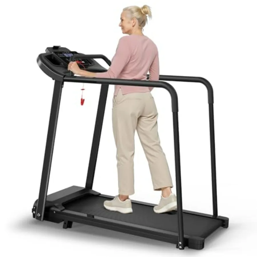 Best Walking Treadmill for Seniors Treadmills for Home with Extended Handrails Pulse-Sensing Stabilizing Handle Forward Reverse