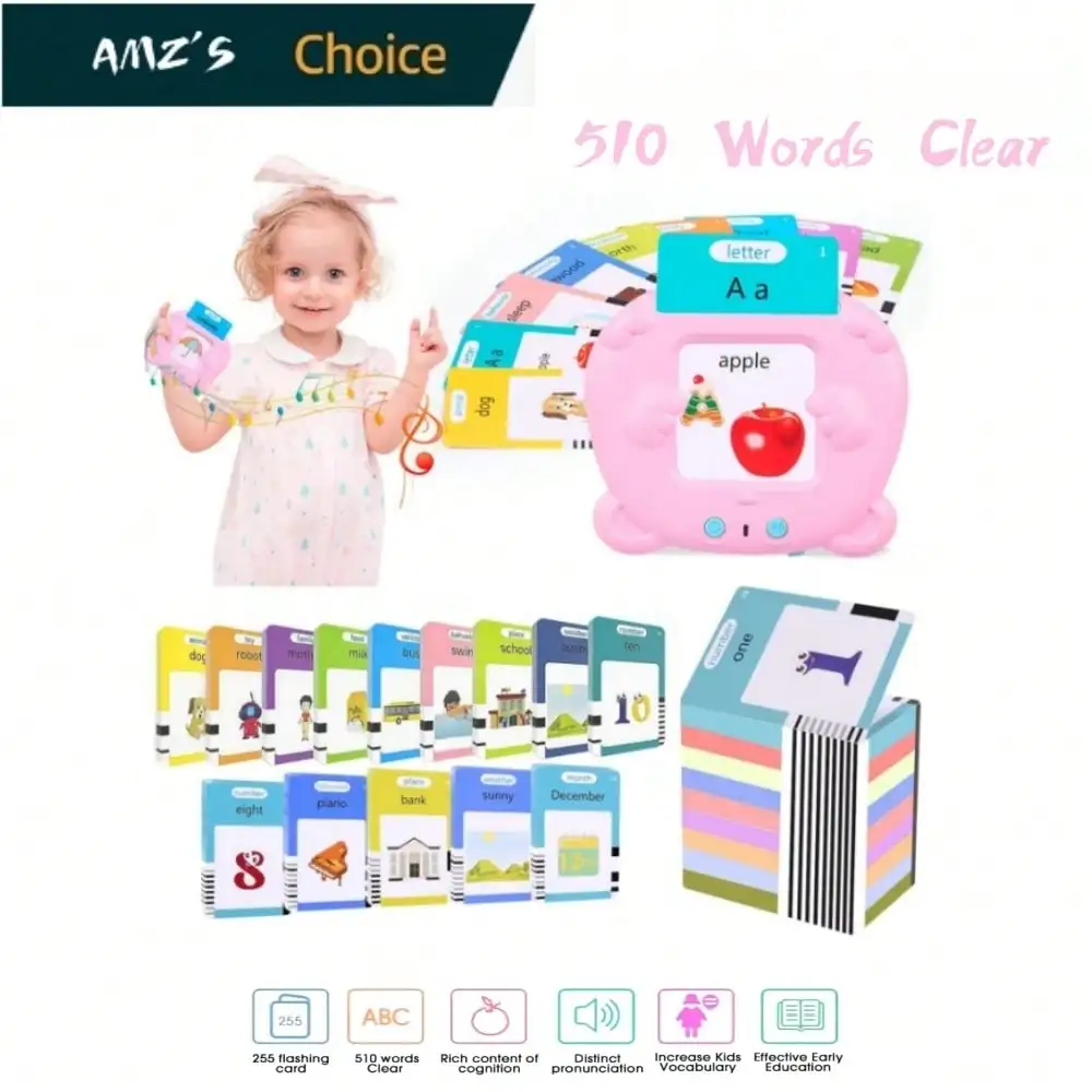 

255 Pcs Talking Flash Cards For Toddlers 3-6 Years, Pocket Speech For Toddlers, 510 Sight Words Educational Learning Toys, Speec