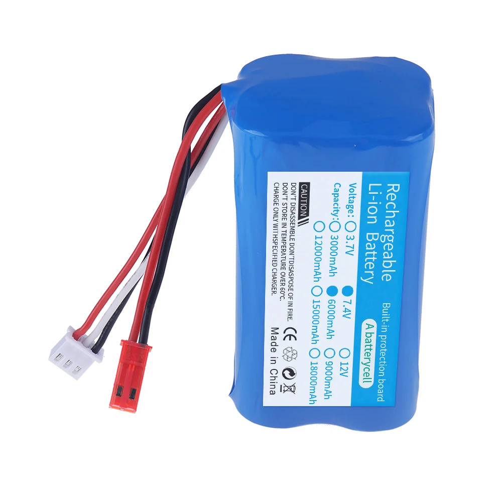 Bloco da bateria do íon do lítio para as peças fora de estrada do carro, 7.4V, 6000mAh, Huawei 957, 948, 848B, 827B, 823, 955, 956, 957, 948, MJX, F45, t55, RC, 18650