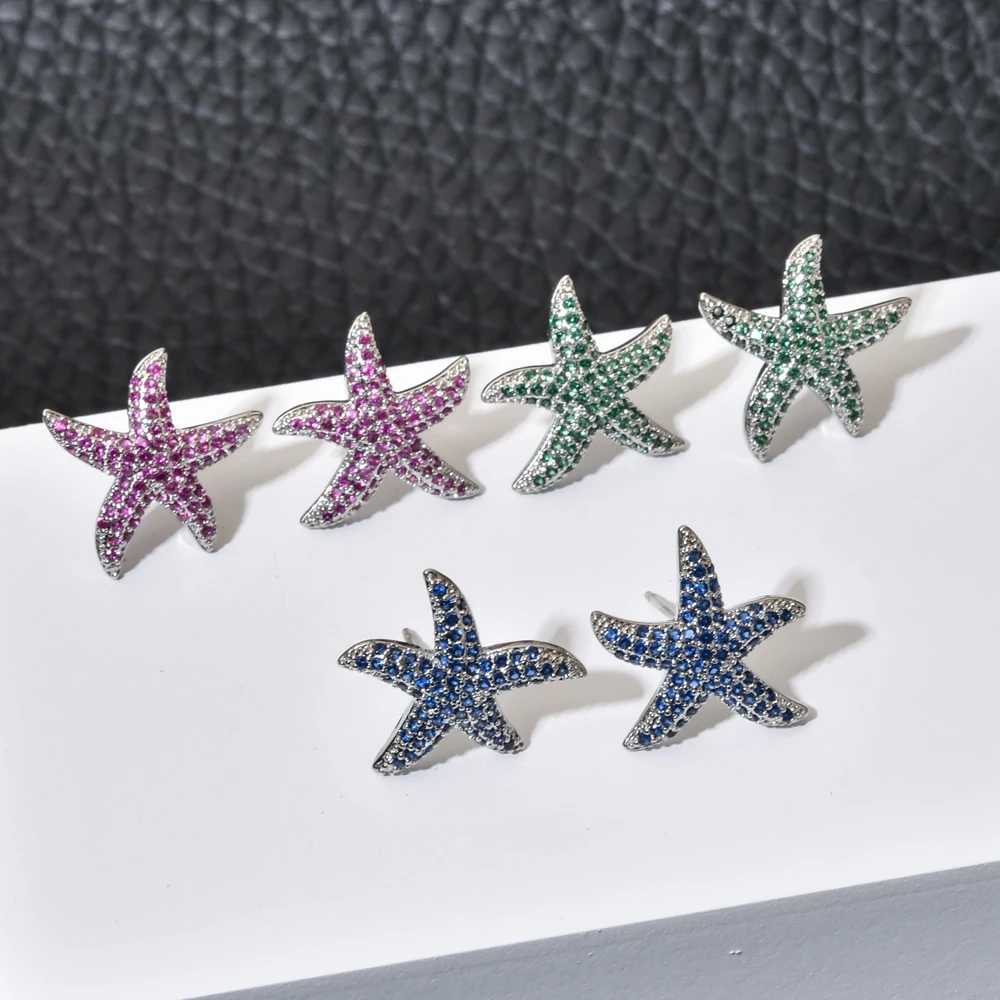 Korean version of fashionable and minimalist small starfish micro set zircon earrings for women/girls as a jewelry gift ER-631