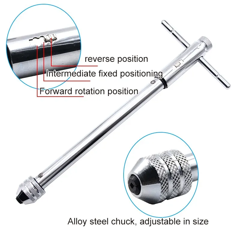 M3-M8 Adjustable Ratchet Hand Tap Wrench M5-M12 Extended Tapping Forward and Reverse Tapping Accessories Tool