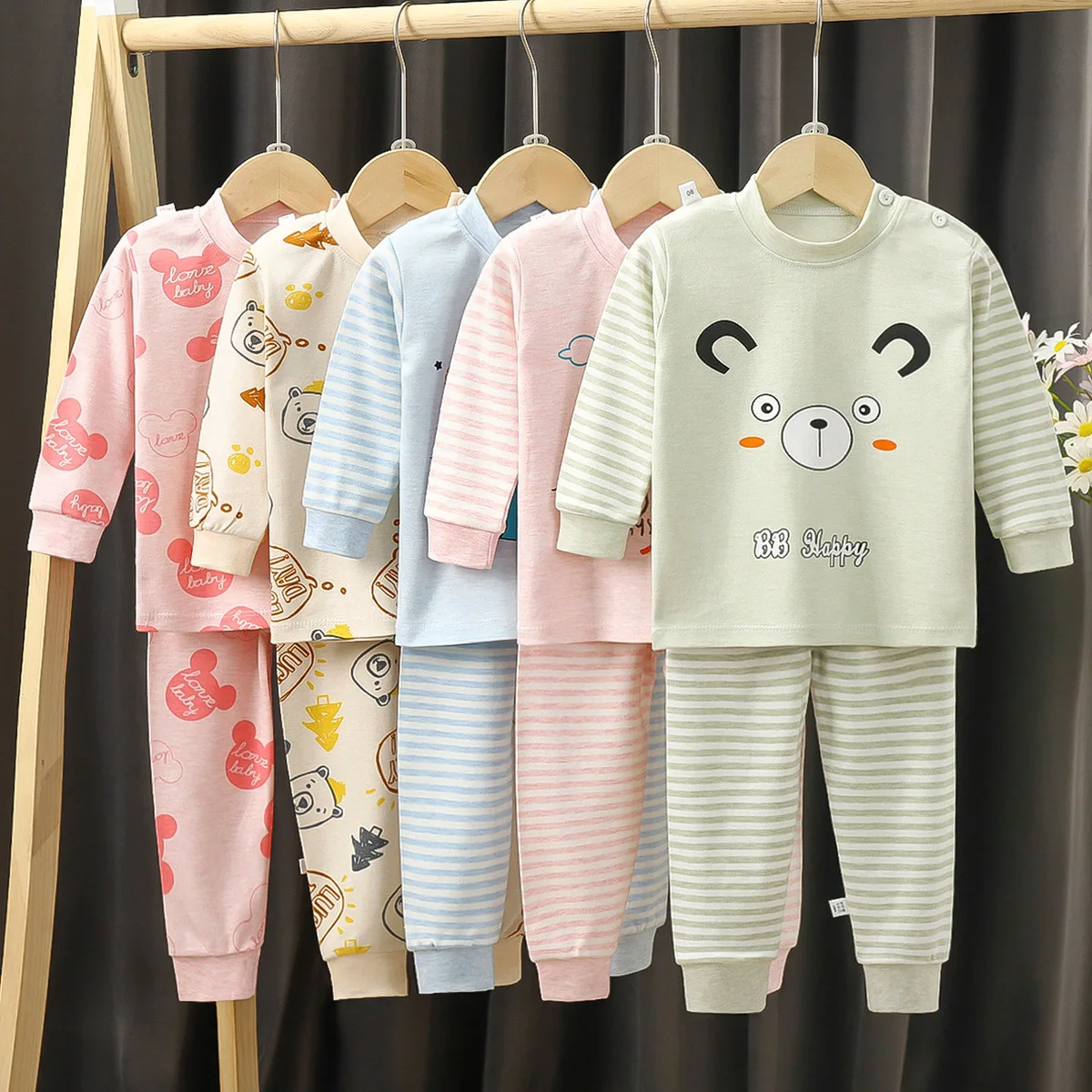 New Children's Cotton Underwear Two-piece Boy Girls Fall And Winter Children's Home Wear Children's Pajamas Children's Warm Clot