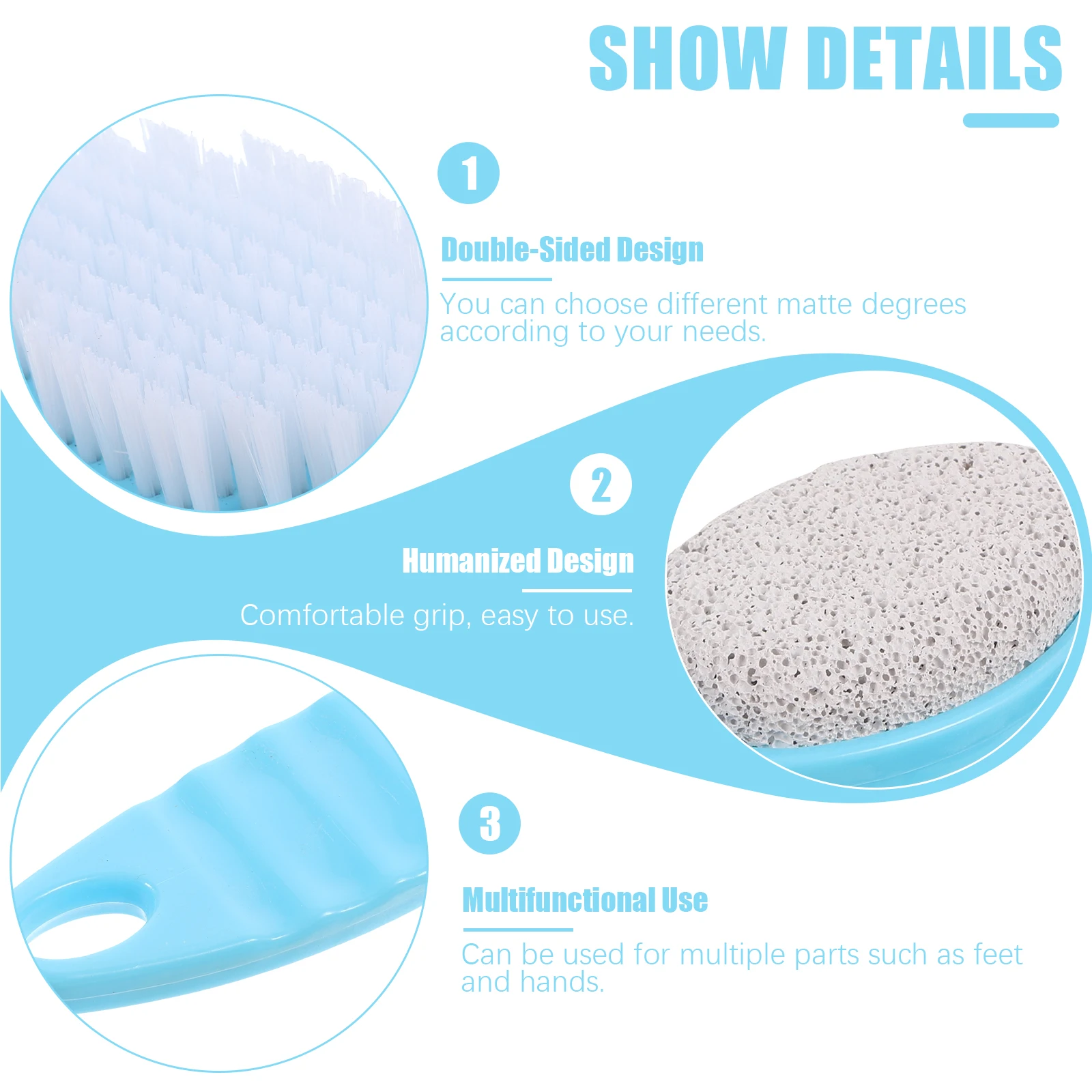 

Pumice Brush Stone Foot Scrubber for Dead Skin Nail Feet Pedicure Tool Exfoliation with Handle