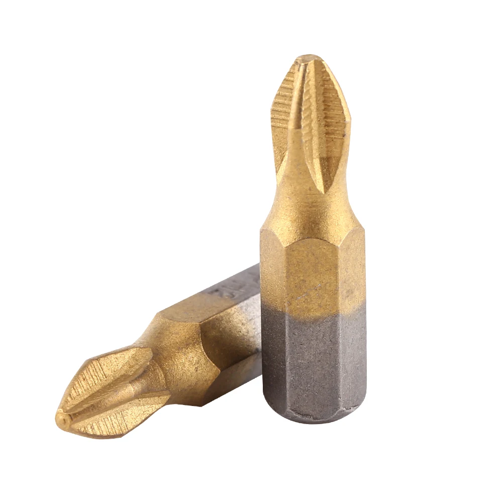 Titanium Coated 1/4"Hex Shank 25mm Length PH2 Antislip Magnetic  Screwdriver Bits Set PH2 Bit Magnetic Screwdriver Bit