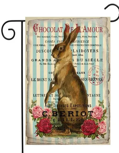 French Chocolate Rabbit Garden Flag Outdoor Decor Yard House Banner Gift Idea UUI GGX
