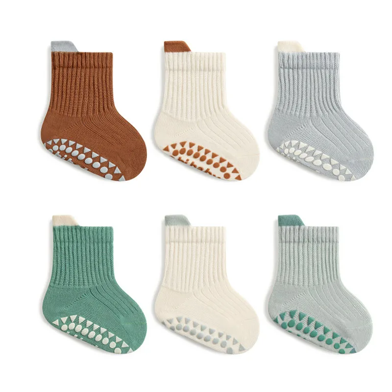 3 Paar Kinder-Baumwollsocken für Jungen und Mädchen, niedliche, bequeme, atmungsaktive, rutschfeste Babyvloersocken – Detail 2
