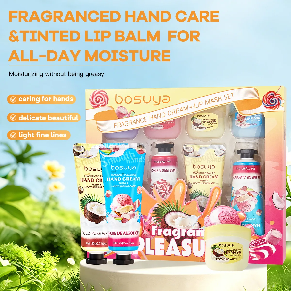 Lip Balm & Hand Cream Set Long-Lasting Hydrating Moisturizing Skin Care Lightweight Non-Greasy Daily Use Lips Hands Travel Size