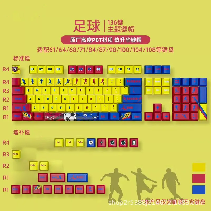 Original height PBT five-sided sublimation keycap gaming peripherals