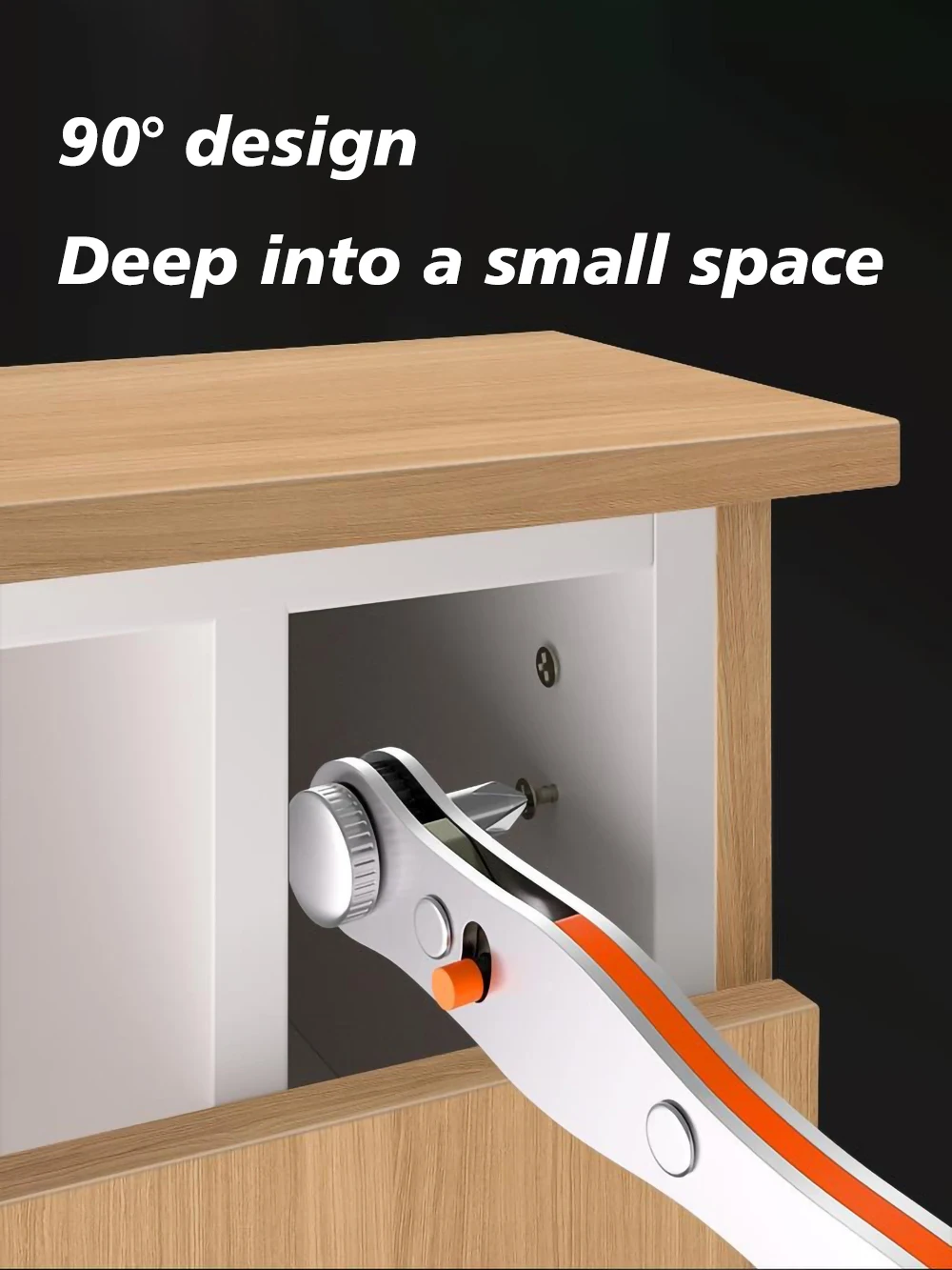 Positive and reverse ratchet screwdriver elbow wrench 90° right angle corner household magnetic suction mini replaceable head