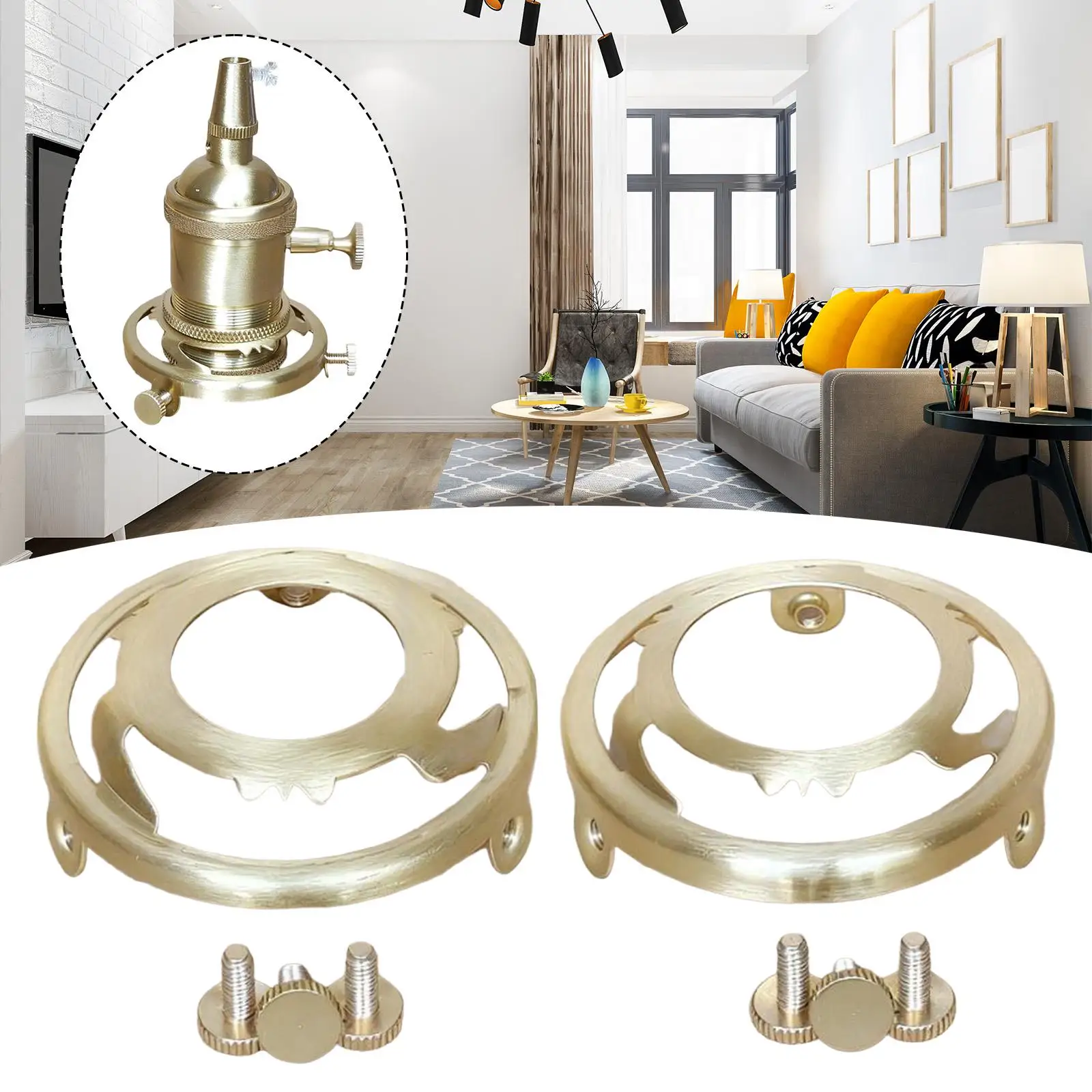 Light Socket Shade Ring Brass Lampholder Adapter Heavy Duty Fixture Reducer for Lampshades Standing Lamp