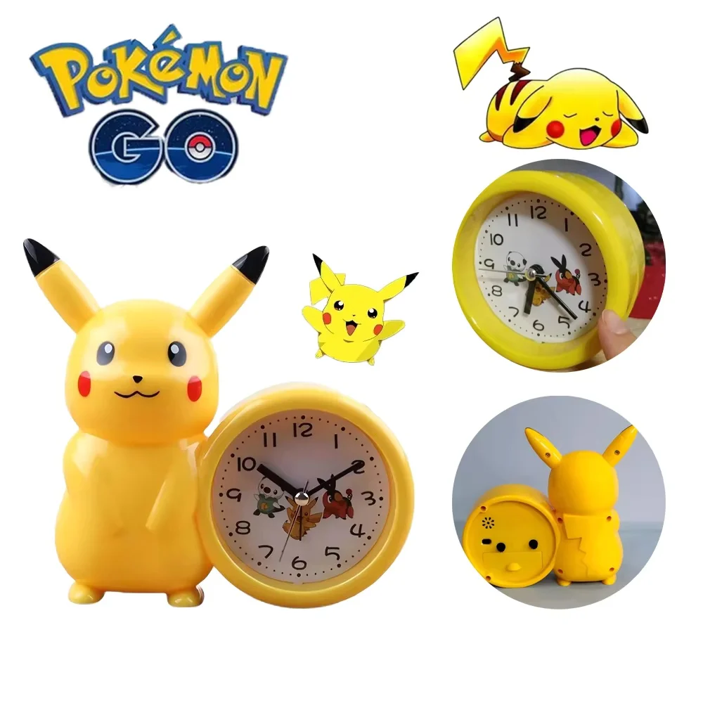 Relojes con Figura de Pikachu de Anime Pokemon, Reloj Despertador Kawaii de Dibujos Animados para Dormitorio, Reloj Despertador Decorativo para Oficina, Regalos de Cumpleaños para Amigos